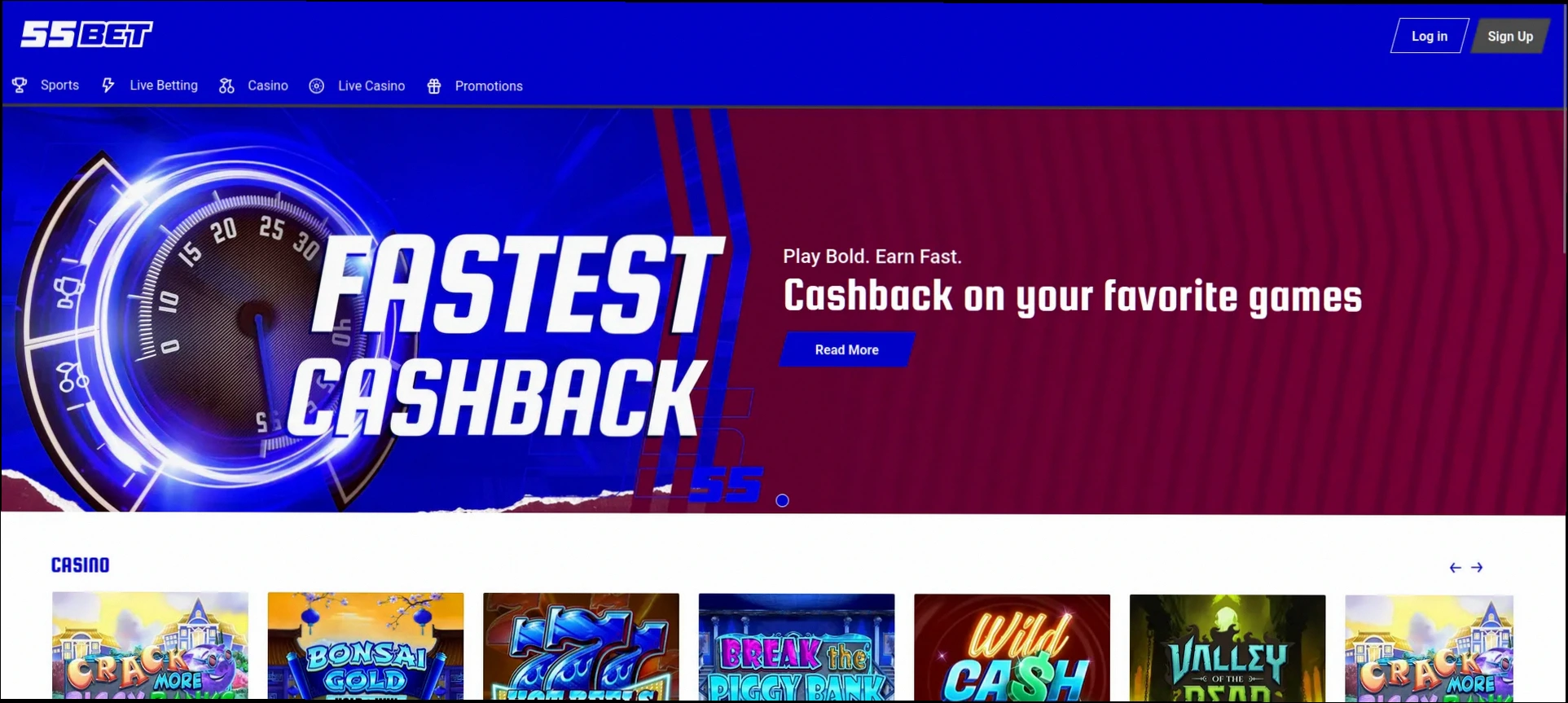 55bet Casino 100% Welkomstbonus + 100 Gratis Spins